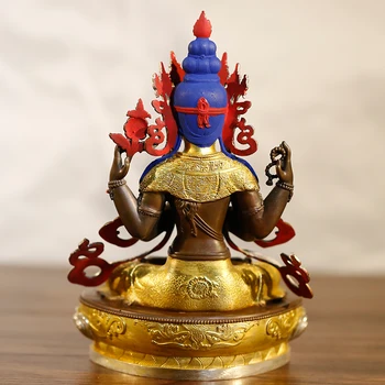 2021 Kõrge hinne Kullakiht Buddha kuju-Aasias Nepali, Tiibeti temple õnnistagu ohutu healty õnne Nelja käe Avalokitesvara GUANYIN buddha