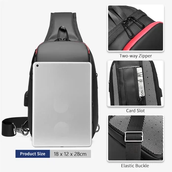 Disainer meeste rinnal kott 9.7 tolline iPad USB seljakott laadimine lühikese vahemaa messenger kott, veekindel rist õla kott
