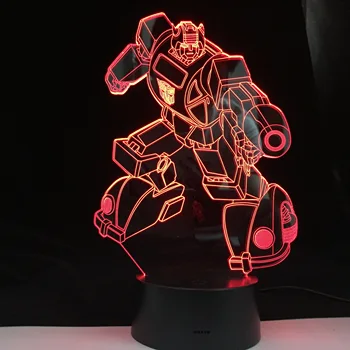 Uus Transformers Robot Värvikas 3D Led Night light 7 Värvid Auto Muutmine 3D Illusioon lamp kids/baby Magamistoas voodi kõrval Laua Lamp