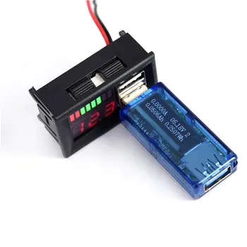LED Digitaalne näidik Voltmeeter-Pinge Arvesti Volt Tester Dual USB 5V 2A For DC 12V Autod, Mootorrattad, Sõidukid, Aku maht