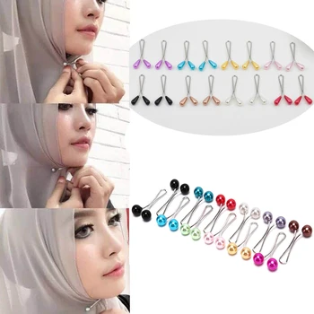 Mitmevärviline Pearl Hijab Sall Sõrmed Moslemi Naiste Headscarf Klambrid araabia Headscarf Pin-Up Islami Sall Sall Tarvikud 12tk/Set