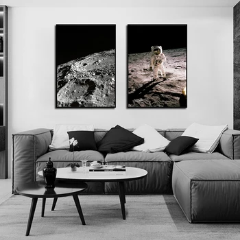 Abstraktne Seina Art Planeetide Pinna Astronaut Maalid Lõuendil Plakatid ja Pildid elutuba, Magamistuba Koridor Teenetemärgi