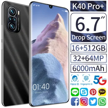 K40 Pro+ 2021Global Versiooni 6.7 Tolline 5G Nutitelefon 6800mAh 16+512 GB Suur Mälu Toetada Face ID Dual SIM Android Smart Mobile