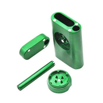 3 In 1 Magnet-Alumiinium Tubaka Dugout Metallist Multifunktsionaalne Suitsetamine Komplekt Tubaka Panipaik + Veski + Torud Weed Box