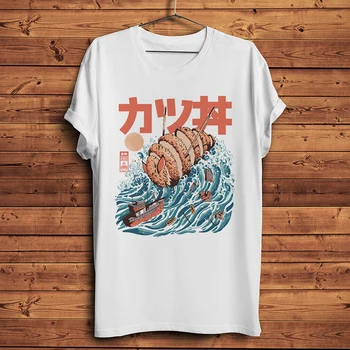 Ukiyoe sushi kaiju Sushizilla maha Kanagawa naljakas on anime t-särk meestele uued valged lühikesed vabaaja tshirt unisex streetwear tee