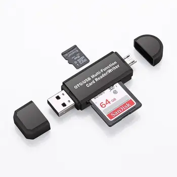 Micro-USB OTG USB 2.0 Adapter SD/Micro SD-Kaardi Lugeja Koos USB2.0 & Micro-USB-Ühenduspesa Android Tabletid OTG Funktsioon