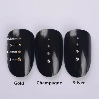 1 Karp 3D Küünte Helmed Naastud Kuld, Hõbe Šampanja Terasest on 0.8 mm 1,0 mm 1,2 mm 1,5 mm Segatud-suurus Nail Art Teenetemärgi Ratas