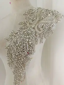 Suur Rhinestone Pihik Applique Meisterdatud Crystal Applique Pulm Kleit Käsi Profileerimine Rhinestone Plaaster Haute Couture