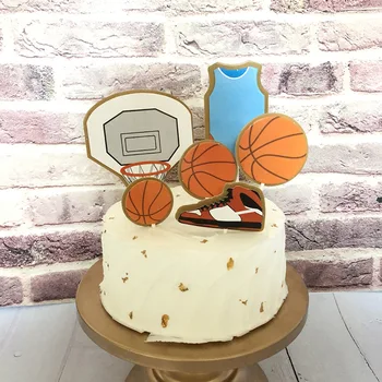 Jalgpall Korvpall Happy Birthday Cake Toppers Spordi Teema Sünnipäeva Cupcake Torukübar for Kids Sünnipäeva Kook Dekoratsioonid