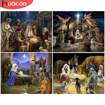 HUACAN Raami Värvimine Poolt Numbrid Religioon Joonis Lõuendil Pildid Arv Täiskasvanud Jeesuse Handpainted Seina Kunst