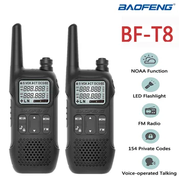2TK BAOFENG BF-T8 Mini FRS NOAA FRS 462-467MHz FM-Sink Walkie Talkie Litsentsi Tasuta Laadimine USB LED Taskulamp kahesuunaline Raadio