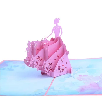 3D Printsess Paber Siluett Käsitöö Kutse, õnnitluskaart Tüdrukud Kingitus Decor