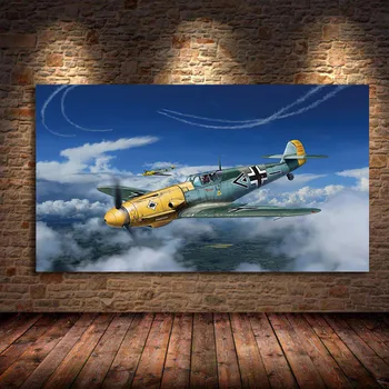Bf109 Võitleja Air Lahing Monoplane Võitleja Klassikaline Õhusõidukite Lennuk Lõuendile Maali Seina Cuadros Pilte elutuba Raamimata