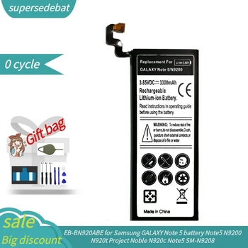 Supersedebat Akud Samsung GALAXY Märkus 5 Aku Lisa5 N9200 N920t Projekti Üllas N920c Lisa5 SM-N9208 Vahendid