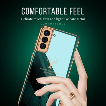 Luksus Case For Samsung Galaxy S21 Ultra Plus 5G Luksus Muster Karastatud Klaasi Katmine Serva Kate Samsung S21 Plus Ultra 5G