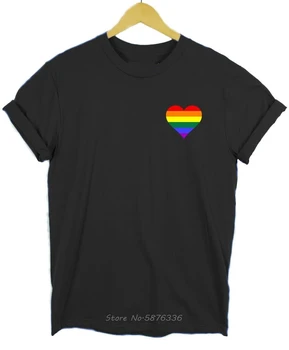Vikerkaar Südame Gay Pride Vikerkaare Lipu Lgbt T-Särk Tee Tasku Prindi Värv Lahedad Vabaaja Uhkus TShirt Meeste Ja Unisex Uus Mood