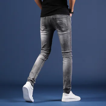 Kuum 2021 Mood teismelised Ripitud tikitud teksad meeste sügis brändi lahti korea stiilis slim-fit püksid meeste vabaaja püksid