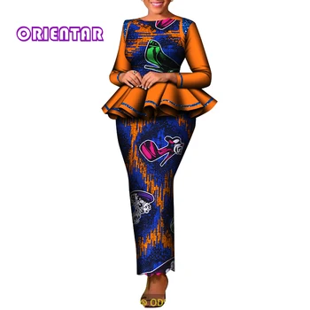 2021 2 Tükki Naiste Komplekt Traditsioonilise Aafrika Riided Naistele Pool Kleit Seelikud Set Custom Made Dashiki Tops + Seelikud WY8780