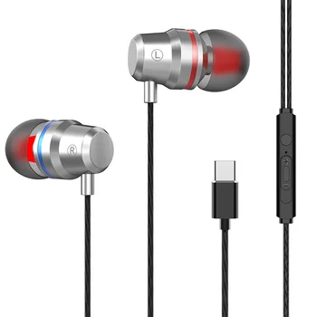 In-ear Tüüpi c Juhtmega Kõrvaklapid Metallist Headset koos Mic-Type-c-Muusika, Sport Earbuds Samsung Xiaomi Mi 8 Huawei P20 P30 LeEco