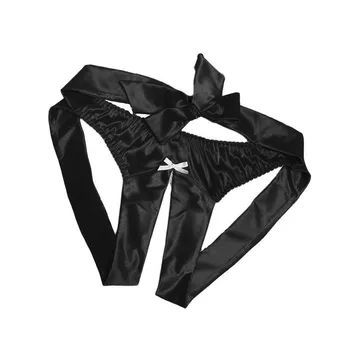 S-3XL Bowknot Seksikas Rihmad Naised Läbi Näha Seksikas Naistepesu Satiin Siidist Pits Aluspüksid G-String Crotchless Pesu Daamid Sugu Püksikud