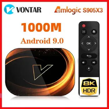 Vontar 1000M Amlogic S905X3 Smart 8K TV Box Android 9.0 Max 4GB RAM, 128GB ROM Set TOP BOX Dual Wifi Youtube Media Player