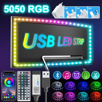 1M-30M Bluetooth-USB Led Ribad Tuled 5050 RGB Veekindel Painduv Lint Diood Lindi TV LED-Taustvalgustuse Koos Power Adapter