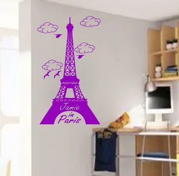 Muro Adesivi Custom Nimi Maailmas Pariisi Eiffeli Torni Seina Kleebis Isikustatud Nimi Vinüül Decal Kunsti Kodu Decal Seinamaaling Paber-S-36