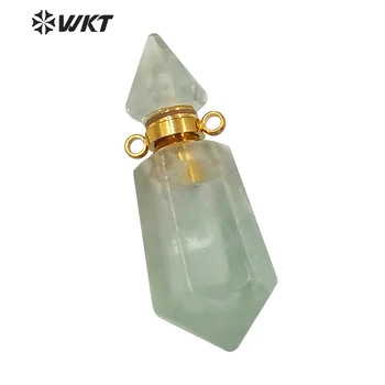 WT-P1638 Hulgi-kuld, roostevaba teras topelt punkti vaimu kvarts eeterlikku õli pudel, naiste sooja kuld parfüümi pudeli ripats