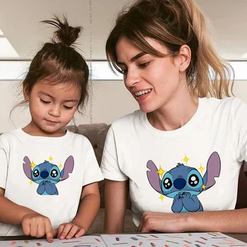 Sobiva T-Särgid Beebi Ema ja Tütar, T-Särk Pere Vaata Riided Komplekti Disney Stitch Ropa Mujer Suvel Tops Urban Casual