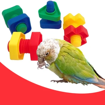 Lind Luure Koolitus Mänguasjade Komplekt Parrot Plastikust Block Puzzle Mänguasi Virnastamine Värvi Ring Mutrid Poldid Tuhnimise Mänguasi Lemmikloomatarbed