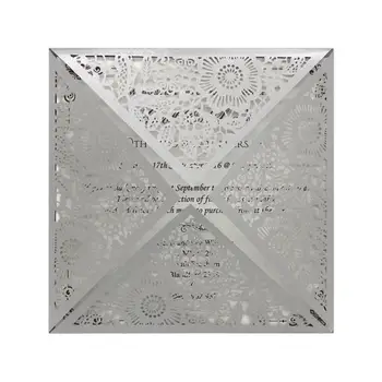 10 Komplektid Silver Laser Cut Luksus Flora Pulm Kutsed Kaardi Elegantne Pits Kasuks Printida Ümbrikud Pulmapidu Teenetemärgi Kaardid