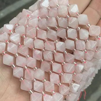 Looduslikust Kivist Lihvitud Rhombus Kuju Tõusis Quartzs Kristall Helmed 10mm 15