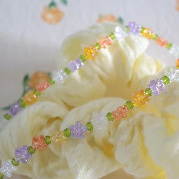 Uus Korea Suvel Armas Värviline Lilled Daisy Läbipaistev Kristall Profileerimine Strand Lühike Choker Kaelakee Naistele