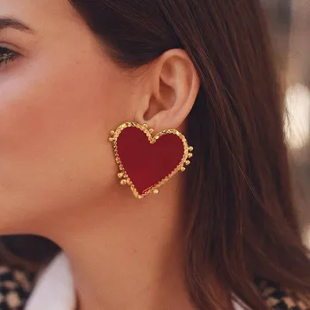 2020. aasta uus disain punane süda stud kõrvarõngas naine metalli värvi gold eye südames huuled pulm avaldus kõrvarõngad mood pool ehted