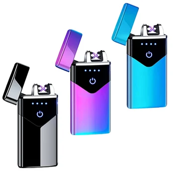 Topelt arc USB elektrilised kergem LED ekraan touch plasma lamp sigaretisüütaja mtal hingav arc sigari uus kingitus kergem