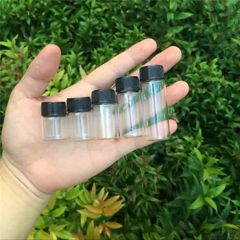Läbimõõt 22mm Selge Klaas Purgid Must Plastikust kate 5ml, 6ml 7ml 10ml 14ml Klaasjate Käsitöö eeterlikku Õli Pudel Parfüümi Viaali 100tk