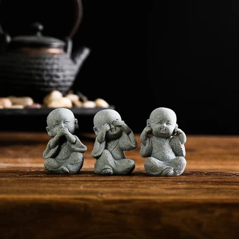 Väike Buddha Kuju Munk Figuriin Jooga Stuudio Teenetemärgi Tee Pet Käsitöö Dekoratiivsed Kodu Zen Aed Skulptuur Kaunistused