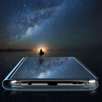 Luksus Samsung C10 Juhul Peegel kaitsekaas Samsung Galaxy C8 Juhul C8000 Klapp Seista Telefoni Kate Sinine