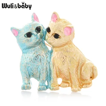 Wuli&baby Emailiga Paar Kassid Prossid Naised Mehed Sulamist 2-värvi Kass Loomade Pool Casual Sõle Sõrmed Kingitused