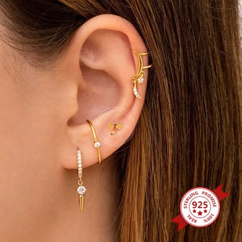 925 Silver Ear Nõela Kiili Kõrvarõngad Naistele Vikerkaar Crystal Väike CZ Kõrvarõngad korea Fashion Naised Ehted Kingitus