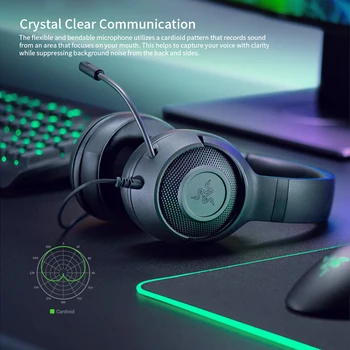 Razer Kraken X-Elavhõbe Gaming Headset 7.1 Surround Heli Peakomplekti Bendable Cardioid Mikrofoniga 40 mm Driver Unit Kõrvaklapid