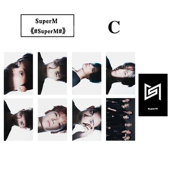 8Pcs/Set KPOP Super M Mini-Album SuperM Allkirjastatud Photocard KAI LUCAS BAEKHYUN Kahepoolne LOMO Kaardid Postkaart Fännid Kogumise B44