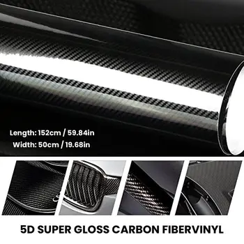 Multifunktsionaalne Praktiline Auto Kleebis Stiil Läikiv Must 5D Carbon Fiber Vinyl film Auto Wrap DIY Auto Tuuning Osa Kleebis