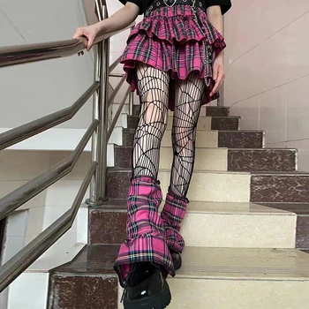 Tüdruk Y2k Ruffles Harajuku Midi Fushia Elastne Vöökoht Seelikud Gooti Lady Ruuduline Plisseeritud Mini Seelik Suvel Seksikas Korea Fashion Riie