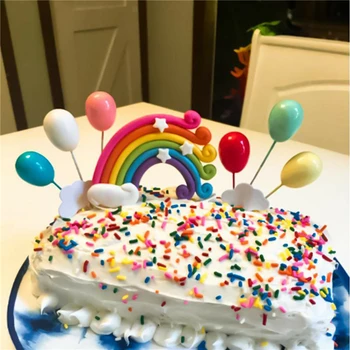 Vikerkaar Cake Toppers Pilv Õhupalli Kook Lipud Decor Kids Sünnipäeva Cupcake Magustoit Küpsetamine Kook Torukübar Pulmapidu Decor