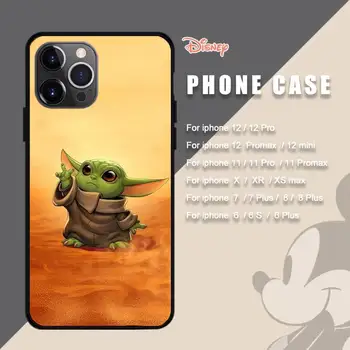 Disney Mandalorian ja Yoda Telefoni Juhul Coque Fundas Iphone 11 12 PRO MAX 6S 7 8 PLUS X-XR SE 2020 Must