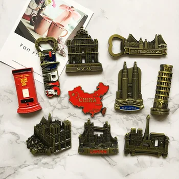 Metallist külmik kleebi avaja turismi suveniiride kodus toas teenetemärgi Pariisi Macau, Malaisia magnet-paste kogumise kingitus