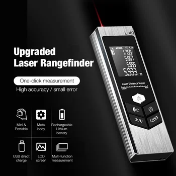 40m Digital Mini Laser Rangefinder koos Elektroonilise Nurga Andur M/In/Ft Ühik Lülitus, Laadimine USB Laser Distance Measuring