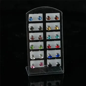 12pair/set Värviline Kristall Rhinestone Kõrvarõngad Ehted Naiste Tüdrukud Kõrvarõngad Komplekt 4mm 5mm ja 6mm