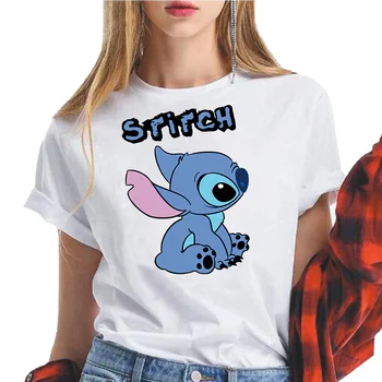 Disney Stitch Armastan Sind Ohana Naiste Tee Särk Suur Nägu Disain Igapäevases Tegevuses Õnnelik, T-särgid Mood Naiste Liiga Top